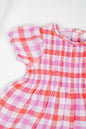 Cherry & Plum Checked Smocked dress with Bloomer set