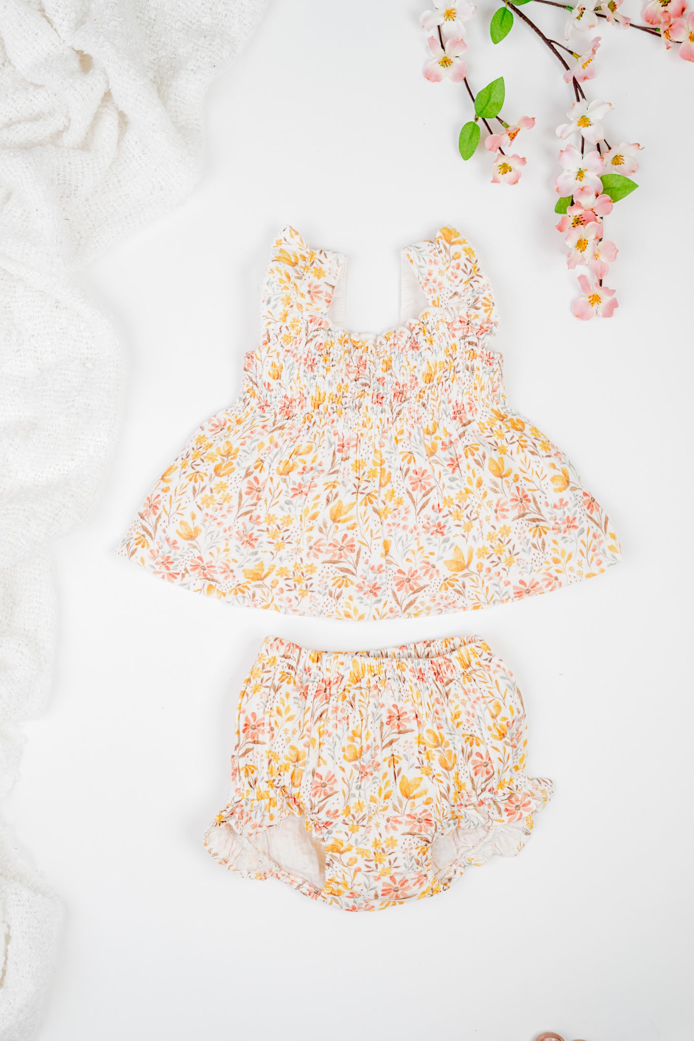 Golden meadow girl's jhabla set