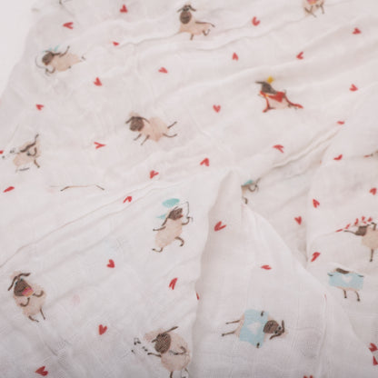 Swaddle with sheep in love print