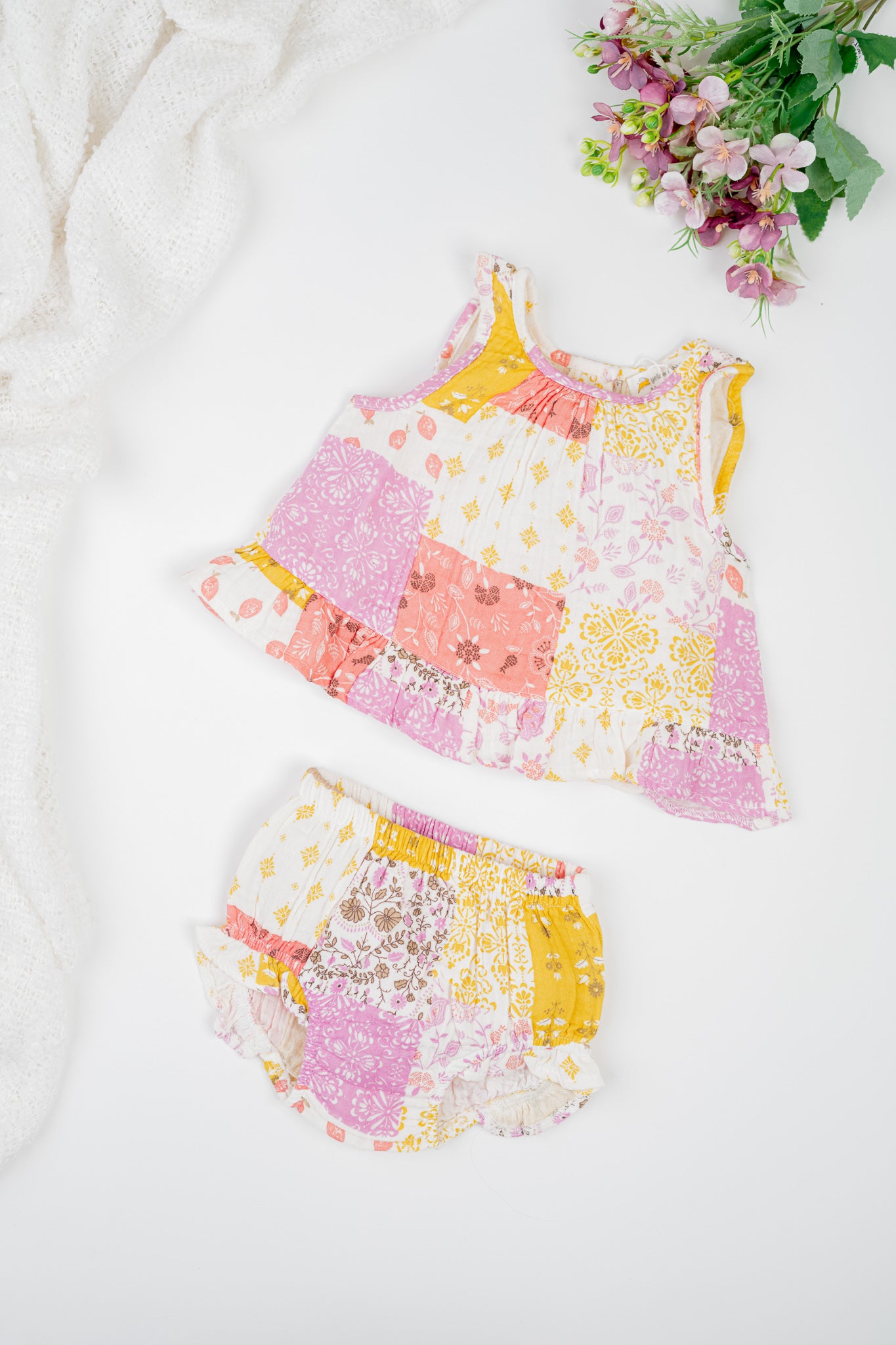 Patchwork Infant Girl's Jhabla set