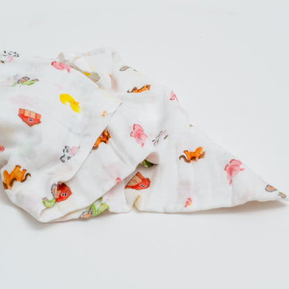 Swaddle with farm animal babies digital print