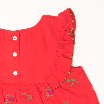 Red birdie dress