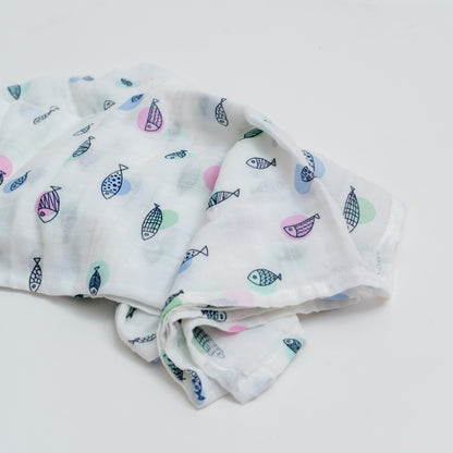 fish on polka dots swaddle